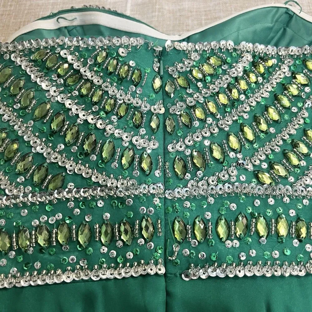 Sherri Hill Formal Dress #8546 Mardi Gras Strapless Emerald Green NWT Women’s 8 - Picture 12 of 14
